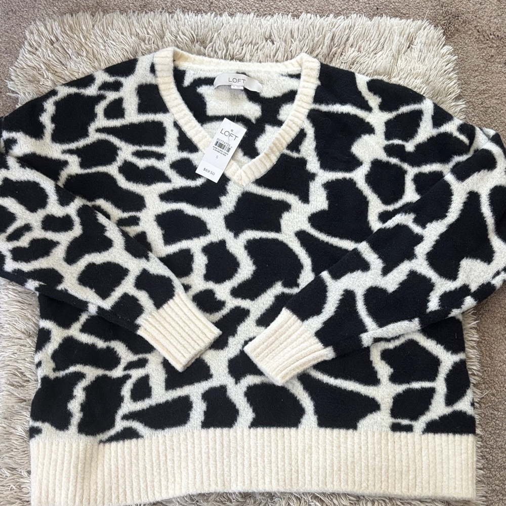 NWT Loft size small cow print sweater